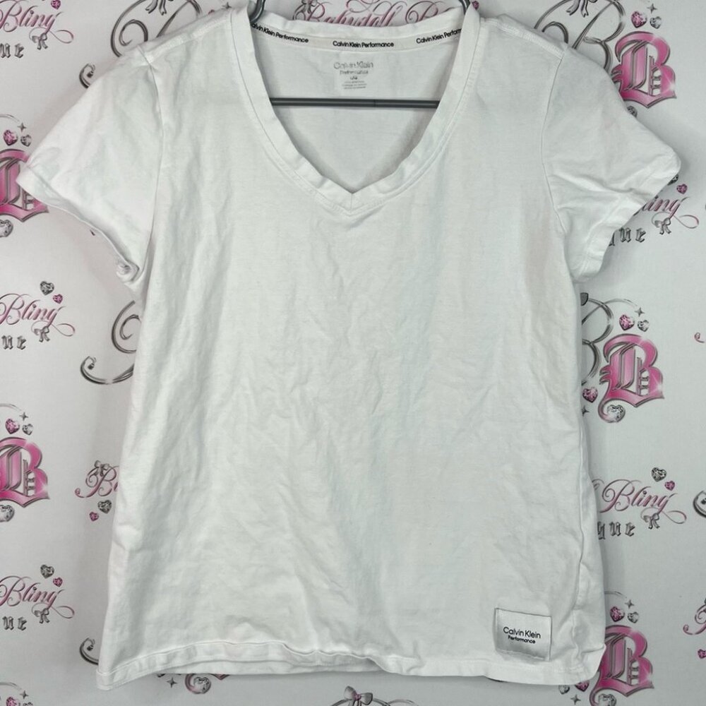 Calvin Klein tee tshirt performance logo emblem Women's Classic White Tee